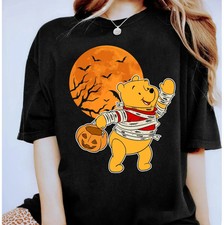 Disney Pooh Mummy Pumpkin Winnie The Pooh Black T Shirt Size S - 5XL