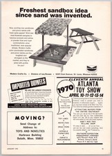 Cajas de arena y mesas de picnic para niños artesanías modernas 1970 anuncio de juguete de colección jugar arena