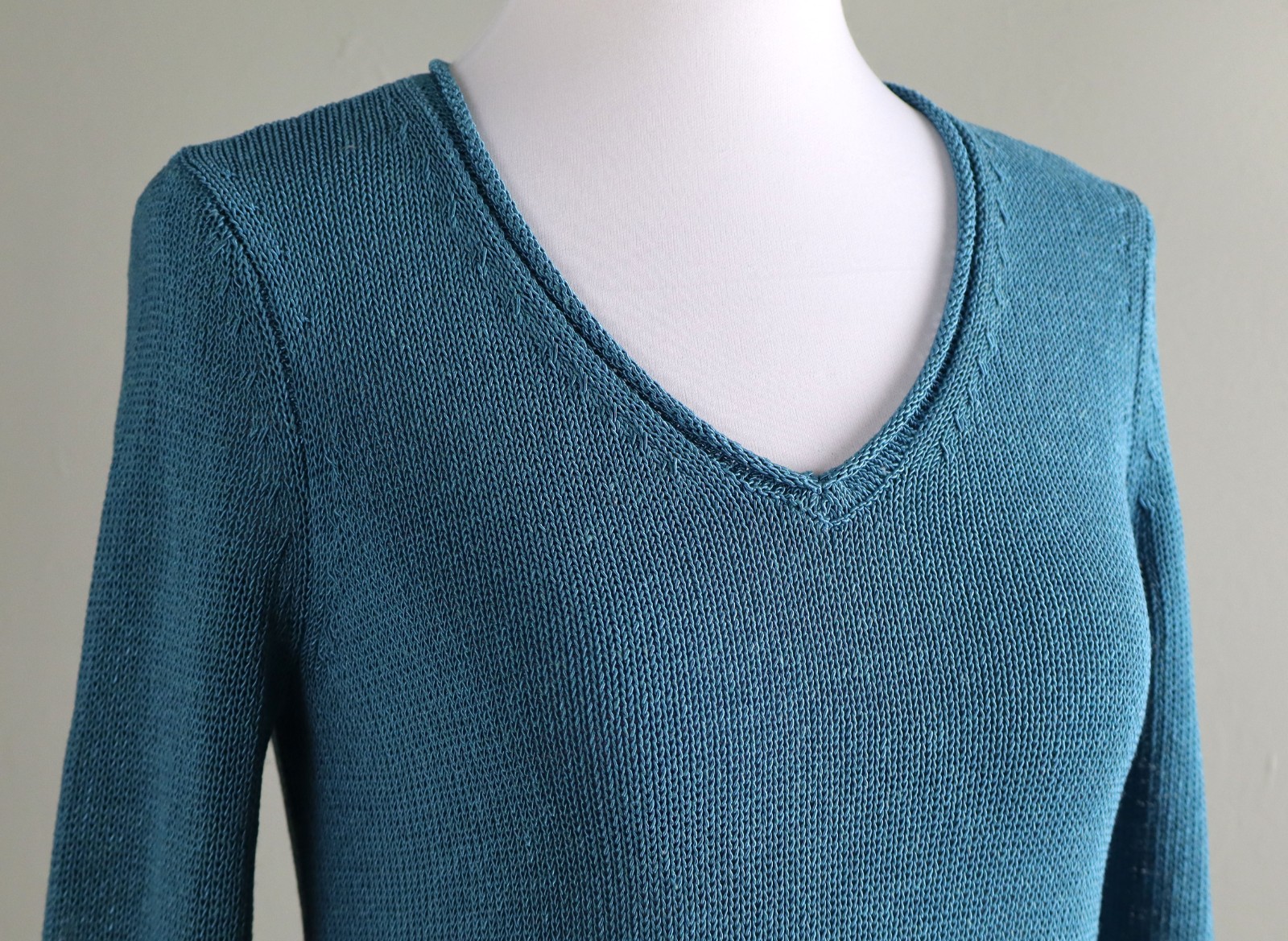 J. MCLAUGHLIN $178 Solid Teal Textured Crochet Kn… - image 3