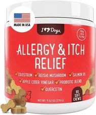 IHeartDogs Allergy & Itch Relief for Dogs with Salmon Oil, Quercetin, 