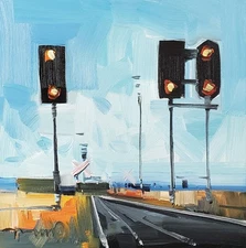 Jose Trujillo Art PRINT 16x16 Collectible Artist Painting Train Tracks Landscape