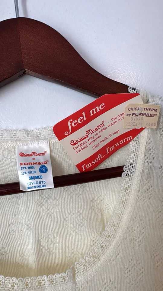 Formaid Vintage 60’s ENGLAND Thermal Top SM/MED W Original Tags NOS Cottage - Image 2 of 4