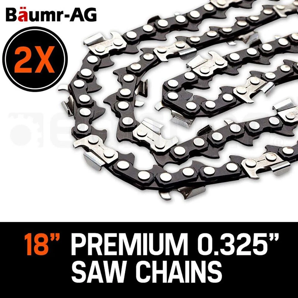 2 X 18" BAUMR-AG CHAINSAW CHAIN 18in Bar Replacement Spare Suits SX45 45cc Saws