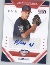 2020 Panini USA Baseball Stars & Stripes #16U-BG Blaise Grove Auto #/170