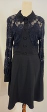 Veronika Maine Size 8 Evening Dress, Lined Lace Cocktail Dress Long Sleeve
