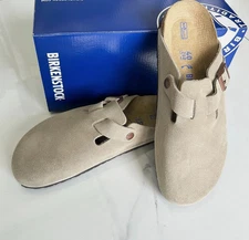 Birkenstock Boston Taupe Suede Soft Footbed Unisex Shoes Narrow/Wide Size 4-11.5
