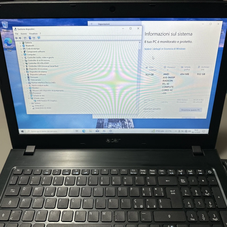 Notebook Acer Aspire E 15 AMD A10 16GB RAM 1TB HDD AMD Radeon R5 + Alimentatore - Immagine 4 di 4