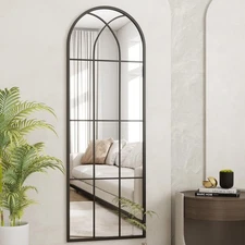 65"x 22" Arched Window pane Full Length Mirror, Wall Mirror, Floor Standing M...