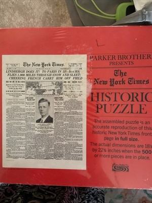 Parker Bros: Lindbergh's Flight - New York Times 500 + pc Historic Puzzle SEALED