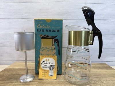Vintage Stanley Hostess Party ''Celeste'' Glass 8 Cup Coffee/Tea Percolator-READ