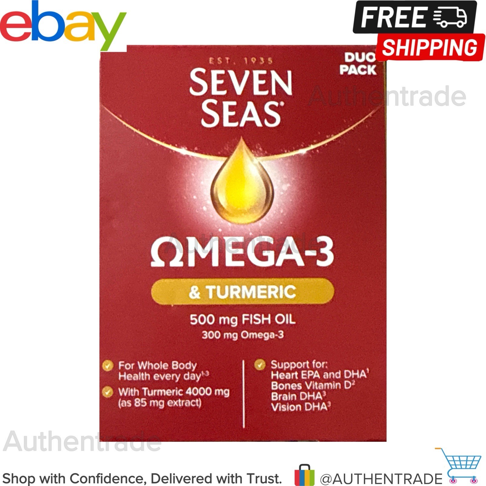 Seven Seas Omega-3 Fish Oil & Turmeric With Omega 3 & Vitamin D - Duo Pack - New