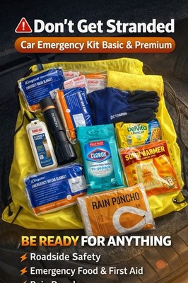 Don t Get Stranded   Car Emergency Kit Roadside Survival Basic & Premium