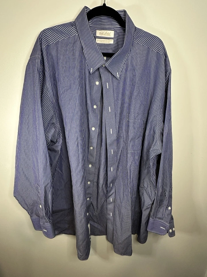 Мужская сорочка Gold Label большой и высокий размер 20 (36-37) темно-синий и белый - Изображение 2 из 4