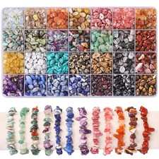 Jewellery Making 1400Pcs Gemstone Chip Beads, 28 Colors 5-8Mm Crystal Beads