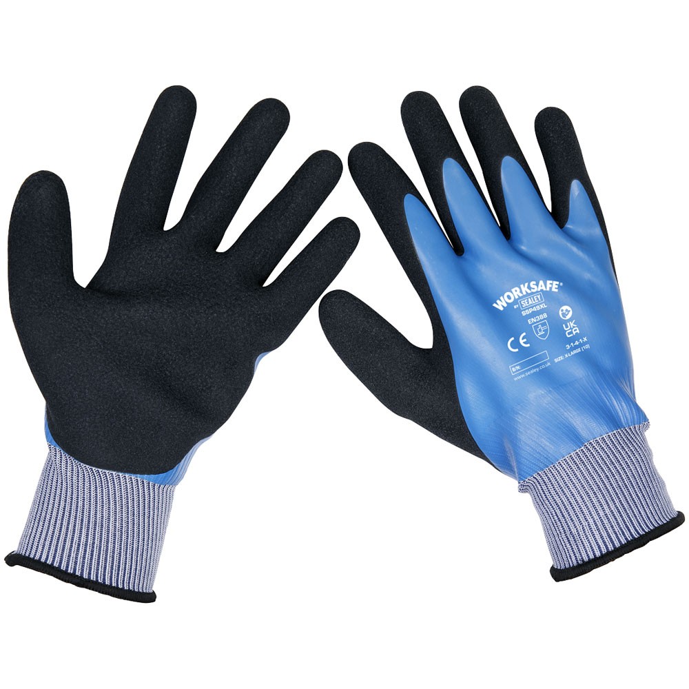 Sealey Worksafe Waterproof Latex Gloves, X-Large - Pack of 6 Pairs