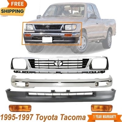 Front Bumper Chrome Steel & Grille Assembly For 1995-1997 Toyota Tacoma