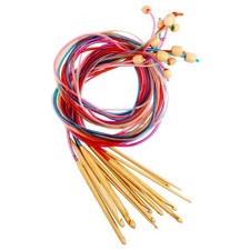 AUEAR 12 Bamboo Tunisian Afghan Crochet Knitting Needles Set 3-10mm w/ Cable