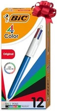 BIC 4-Color Retractable Ballpoint Pens, 12-Count, Medium Point