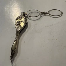 ANTIQUE VICTORIAN STERLING SILVER LORGNETTE FOLDING GLASSES