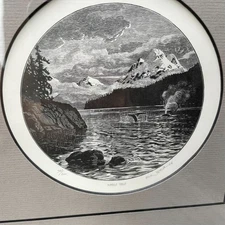 Eric Bealer Whale Tale Signed and Numbered Print Wood Engraving 381/400 FRAMED