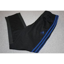 Adidas Track Pants Kids Large 14/16 Black Blue 3-Stripe Climalite Athletic Gym