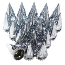 33mm x 4-3/4" Thread On Spike Lug Nut Covers,Pack of 20  ABS Chrome Plastic