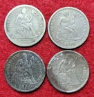 1883 1885 1888 Silver Seated Liberty 10c Dime Lot of 4