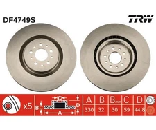2pcs Brake Disc TRW DF4749S for Alfa Romeo GT 147