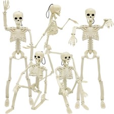 5 Packs 16" Halloween Full Body Skeleton with Posable Joints for Props Decor