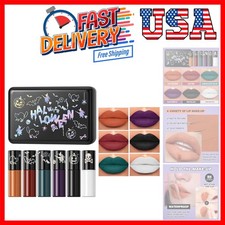 6 Colors Matte Liquid Lipstick Set for Women, Halloween Cosplay Goth Makeup, ...
