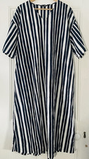 Uniqlo Marimekko Navy Blue White Striped Kaftan Cotton Dress Size XS
