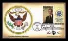 PRESIDENTIAL LIBRARIES LYNDON B JOHNSON FDC COMBO PUGH HAND PAINTED US COVER
