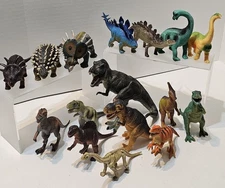 Mix Lot of 16 Dinosaur Figures - Schleich Papo Dolgen Jaru - Tyranosaurus Etc.