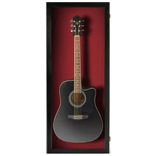 Acoustic Guitar Display Case Acrylic Guitar Case Wall Mount- Black w/ Red Felt