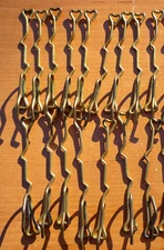 (16) Vintage Solid Brass 4" Slip On Drapery Curtain Hooks 2-1/2" Drop w/ Hearts