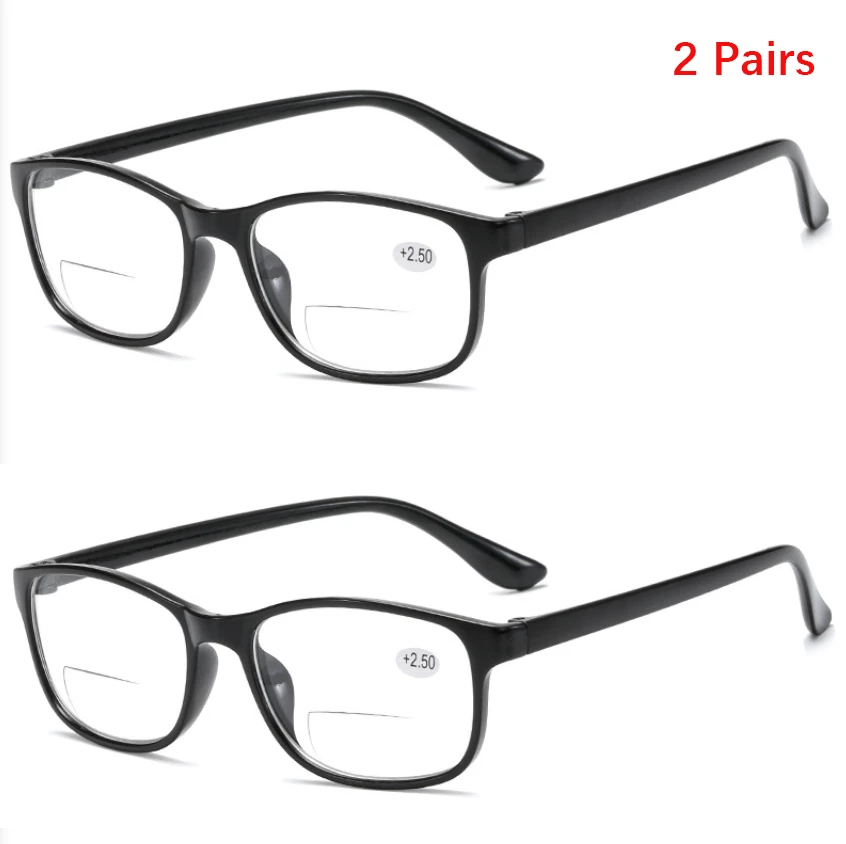 2x Herren Damen Bifokal Quadrat Lesebrille Lesebrille 1,0 1,5 2,0 2,5 3 3,5 4,0 - Bild 1 von 4