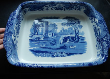 VERY RARE  EXLARGE SPODE 15” X 11” ITALIAN LASAGNA BAKING DISH BLUE WHITE SUPERB