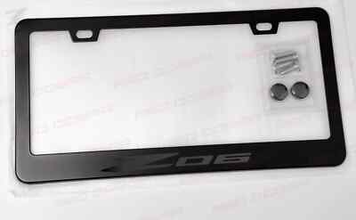 Black on Black Z06 C8  Premium Black Metal License Plate Frame Tag