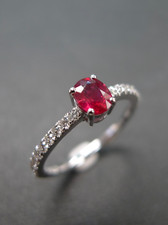 925 Sterling Silver Lab Created Ruby Ring July Birthstone Statement Ring for her