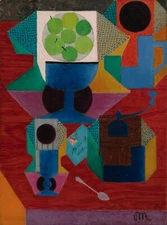 JEAN METZINGER Art Poster or Canvas Print "COUPE DE FRUITS VERTS ET ENVELOPPE"