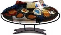 Jasmine Art Glass Oval Fused Glass Vase With Metal Stand Jasg1299 on sale Jasmine Art Glass Oval Fused Glass Vase With Metal Stand Jasg1299 on sale