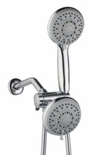 A-FLOW 5 FUNCTION LUXURY DUAL HANDHELD WALL MOUNT SHOWER HEAD CHROME FINISH