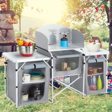 Camping Kitchen Stand with Carry Bag Camping Kitchen Compartments Storage Stable