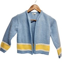 Vintage Sears Child Size 6 Cardigan Sweater Blue Yellow
