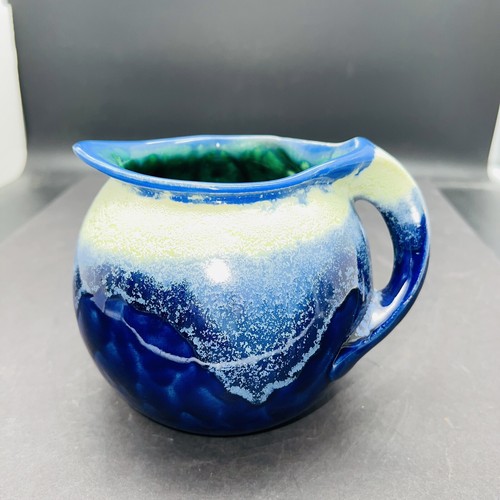 Belgium Pottery Pitcher Dark Blue 173 Vintage Art Deco 5" inch Signed - Picture 2 of 10
