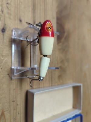 Appât Crankbait Vintage Wright McGill 472-J Miracle Minnow - Rouge Et Blanc, Neuf