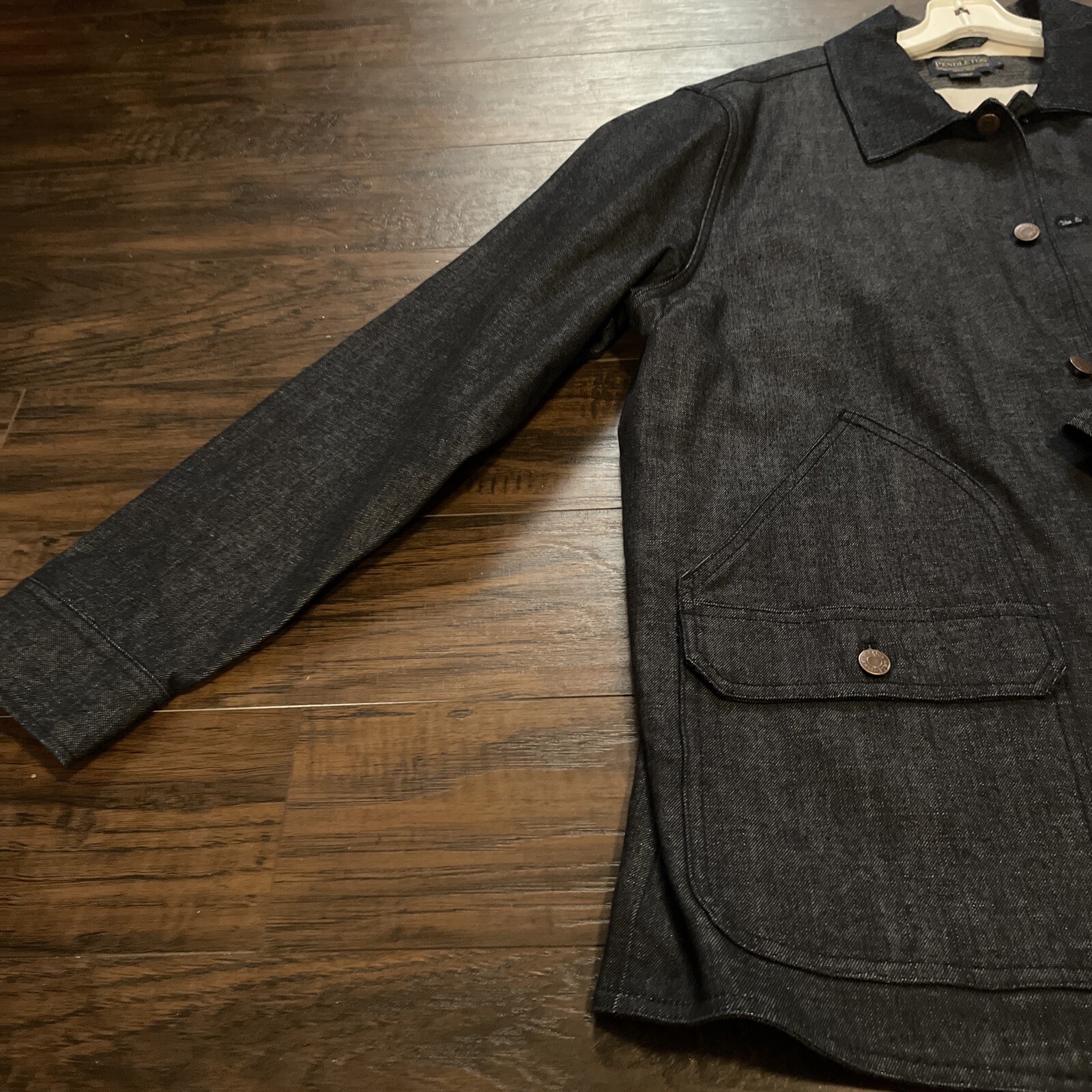 Pendleton Men's Denim Chore Jacket Dark Wash / Stripes Lining Cotton