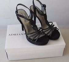 ADRIANNA PAPELL Black Open Toe Heels Mandy Sz 9M NWB S13