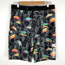 Hurley Boys Black Toucan Print Swim Shorts Size 20