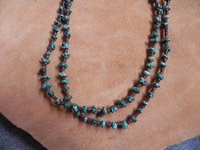 Double Strand Turquoise, Olive Shell Heishi Necklace 21